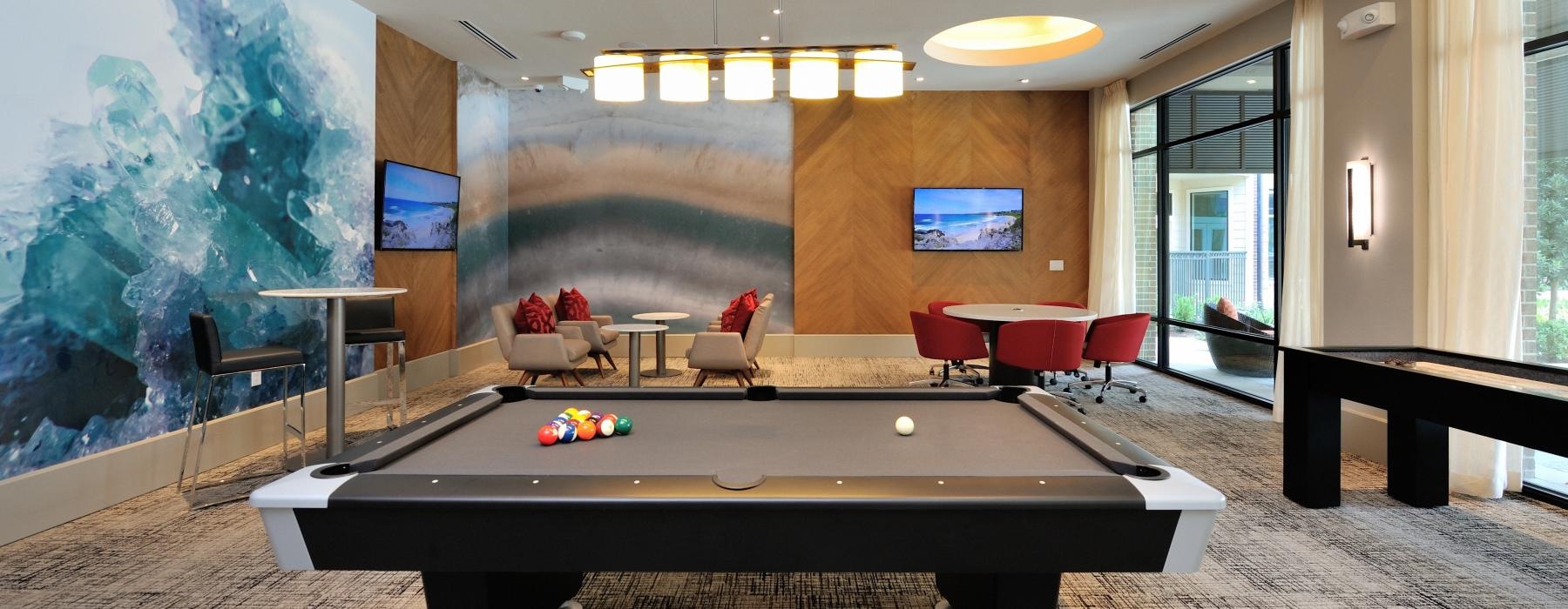 a pool table in a room